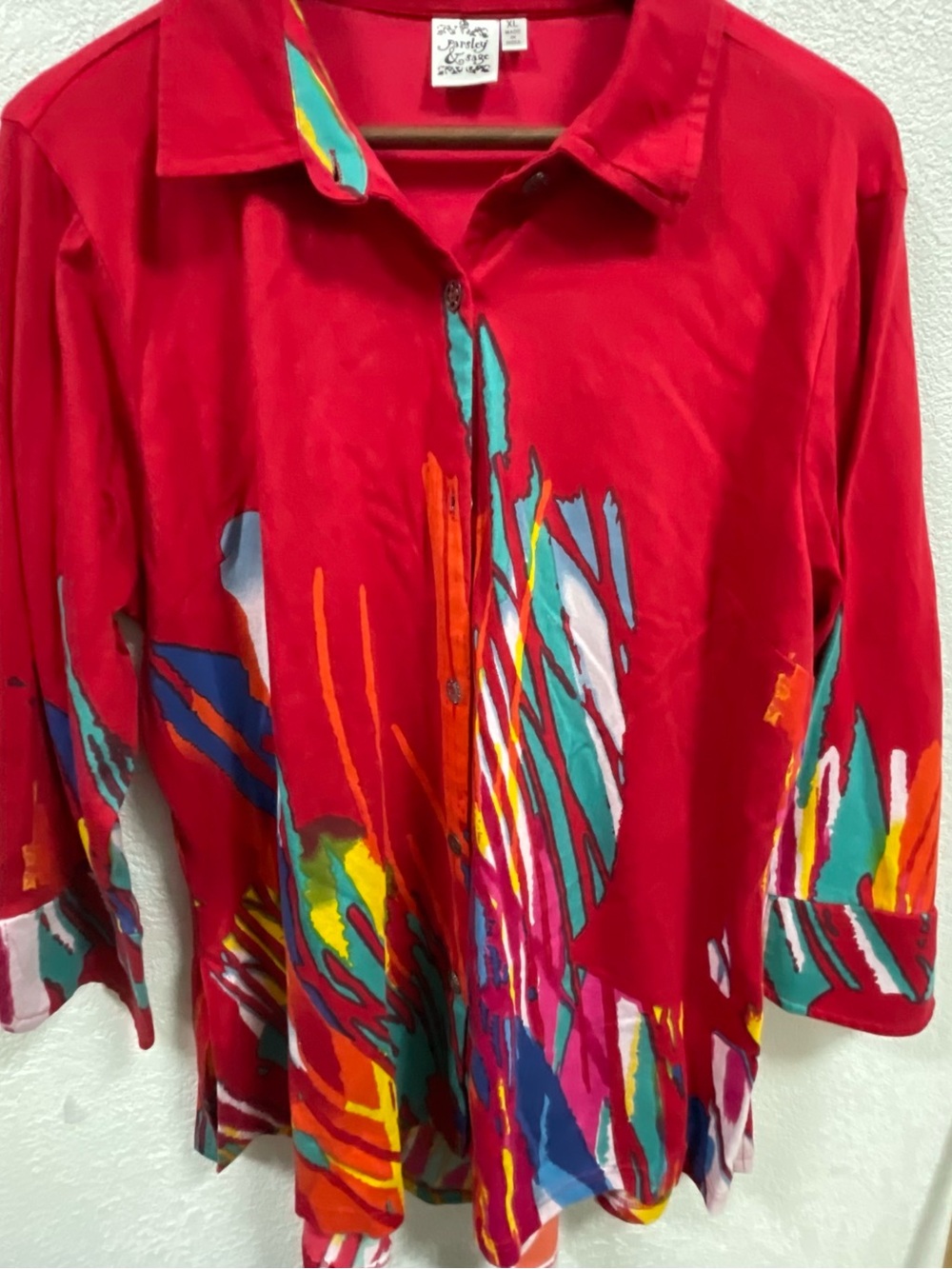 Parsley & Sage Tunic Top Size XL Boho Artsy Colorful Hippie